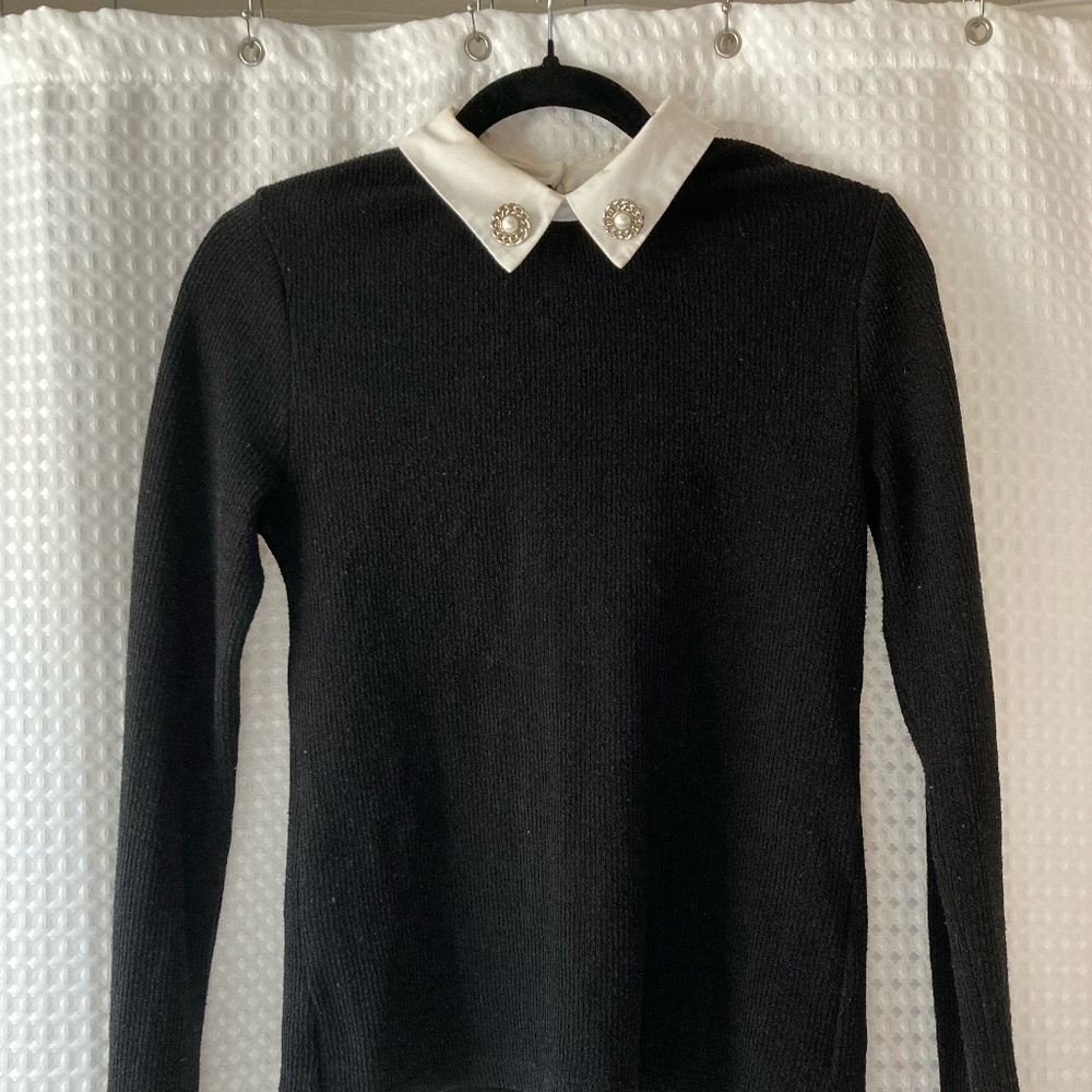 Zara Black embellished collared sweater